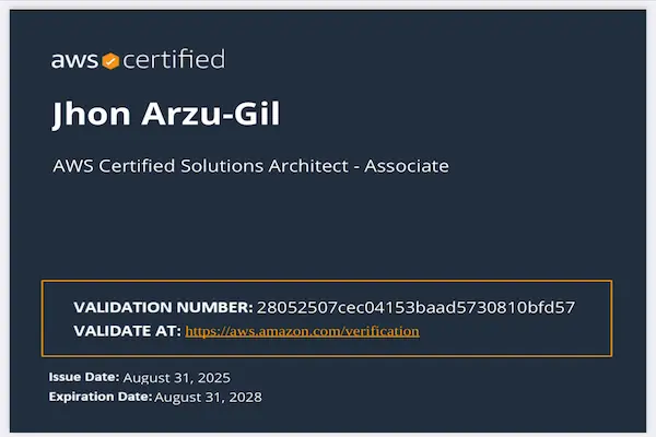 AWS Certified Solutions Architect – Associate
Amazon Web Services (AWS)

Credential that validates the ability to design and deploy scalable, highly available, and fault-tolerant systems on AWS. Demonstrates expertise in:
Designing distributed applications and cloud architectures aligned with business requirements.
Selecting appropriate AWS services for compute, storage, networking, and databases.
Applying security, compliance, and cost-optimization best practices.
Migrating complex, multi-tier applications to the AWS Cloud.
Building resilient, secure, and cost-efficient cloud environments.

This certification is recognized globally and is ideal for professionals pursuing roles in cloud engineering, solutions architecture, and cloud consulting.